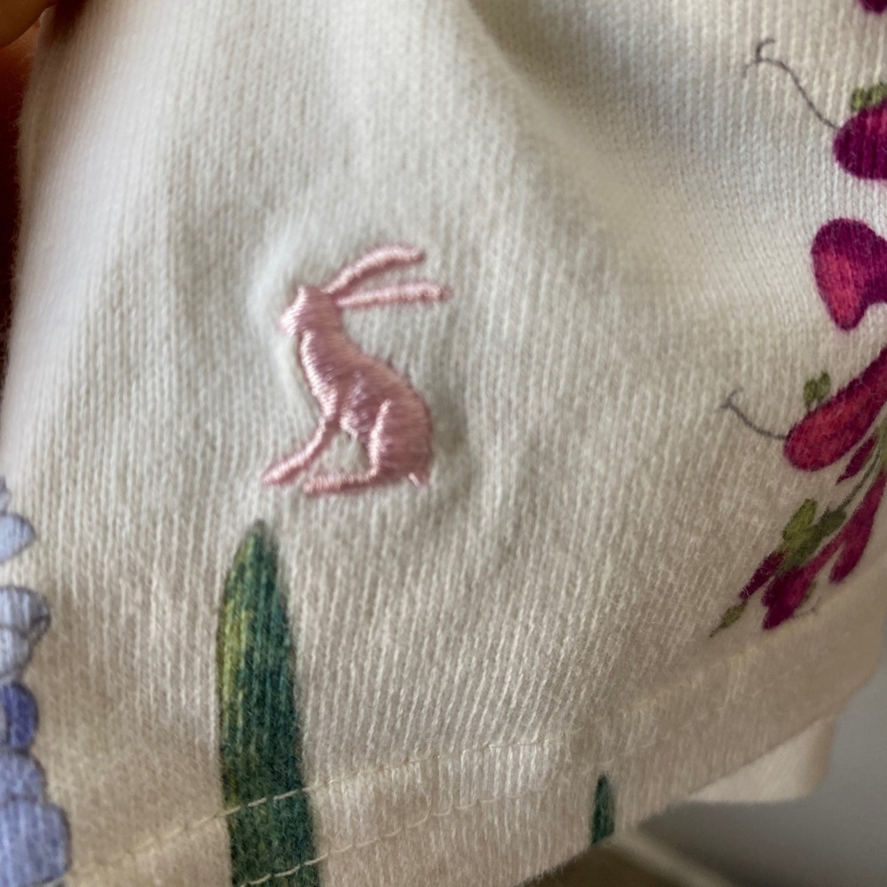 Joules Women White Floral Botanical Bluebell Cotton Top US 14 UK 18 3/4 Sleeve - Picture 12 of 12